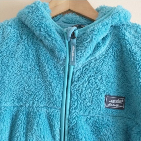 Eddie Baur 2021 Quest Plush Teddy Zip Up Hooded Jacket Teal Size Medium - Picture 4 of 7